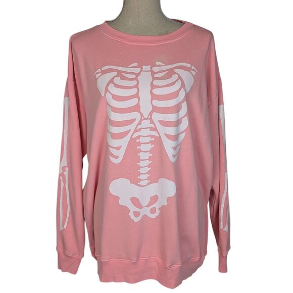 Wildfox Inside Out Baggy Beach Sweatshirt Pink and White Size M - Picture 1 of 15